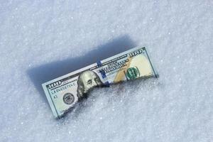 la valuta americana giace nella neve foto