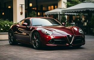 foto di un alfa romeo lusso gli sport auto parcheggiata su guidare con Doppio box auto.