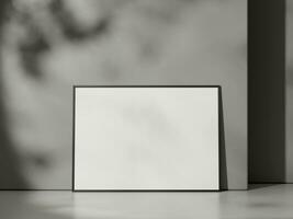 vuoto manifesto con telaio modello su grigio parete con ombra foto