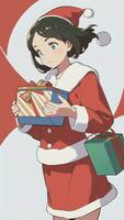 carino adolescente ragazza indossare Natale costume come Santa anime stile foto