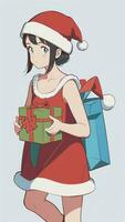 carino adolescente ragazza indossare Natale costume come Santa anime stile foto