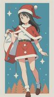 carino adolescente ragazza indossare Natale costume come Santa anime stile foto