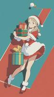 carino adolescente ragazza indossare Natale costume come Santa anime stile foto