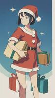 carino adolescente ragazza indossare Natale costume come Santa anime stile foto