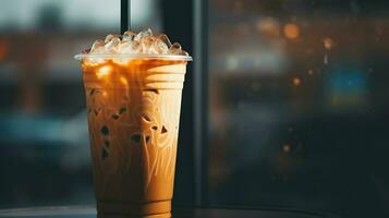 zucca Spezia latte macchiato, ghiacciato caffè sfondo foto, generativo ai foto