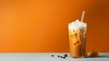 zucca Spezia latte macchiato, ghiacciato caffè sfondo foto, generativo ai foto