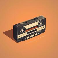 vecchio Vintage ▾ Audio cassetta nastro. davanti, superiore Visualizza. generativo ai foto