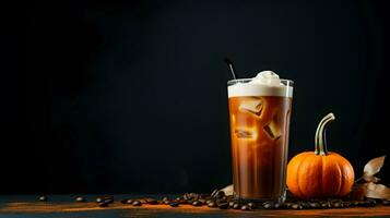 zucca Spezia latte macchiato, ghiacciato caffè sfondo foto, generativo ai foto