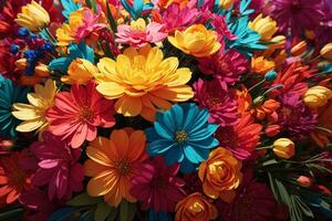 un' grande mazzo di colorato fiori è mostrato ai generativo foto