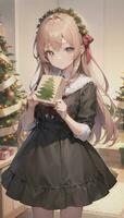 carino anime ragazza Tenere presente regalo per festivo momento Natale tempo foto