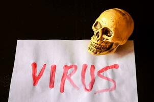 un' cranio e il parola virus foto