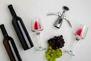 Due bicchieri di rosso vino e uva. superiore Visualizza foto