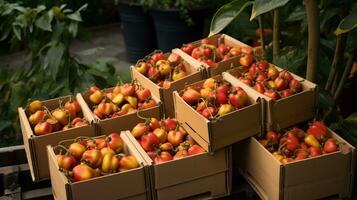 appena raccolto pitomba frutta a partire dal giardino posto nel il scatole. generativo ai foto