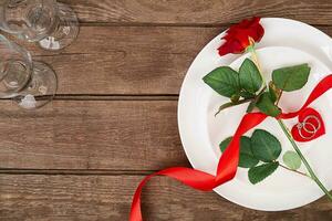 romantico cena concetto. San Valentino giorno o proposta sfondo. foto