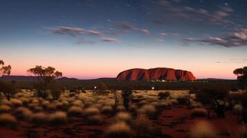 notte Visualizza di uluru - ayers roccia. generativo ai foto