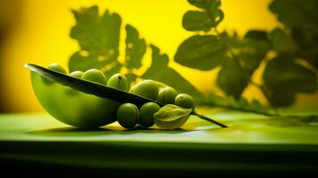 foto di moringa frutta metà contro un' colorato astratto sfondo. generativo ai