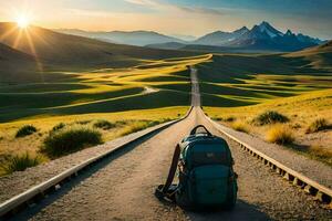 il strada per il tramonto. ai-generato foto