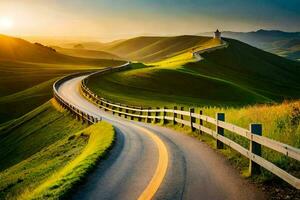 il strada per il tramonto. ai-generato foto