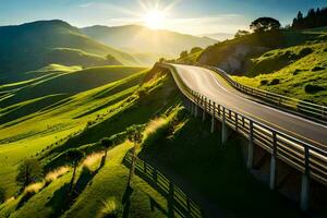 il strada per il sole. ai-generato foto