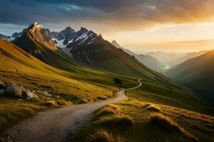 il strada per il montagne. ai-generato foto