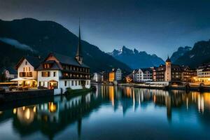 il cittadina di Hallstatt, Austria. ai-generato foto