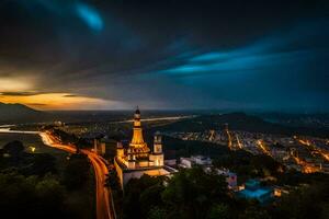 il città di persona a notte. ai-generato foto