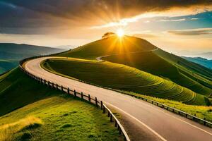 il strada per il tramonto. ai-generato foto