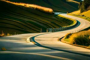 un' avvolgimento strada nel il montagne. ai-generato foto