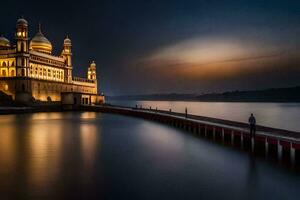 il moschea a notte nel Kuala grumo, Malaysia. ai-generato foto