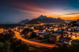 il città di persona a tramonto. ai-generato foto