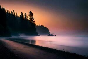 foto sfondo il cielo, alberi, il mare, il spiaggia, il oceano, il foresta,. ai-generato