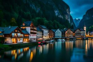 il cittadina di Hallstatt, Austria. ai-generato foto