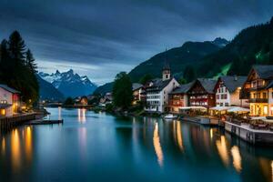 il cittadina di Hallstatt, Austria. ai-generato foto