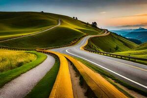 il strada per il tramonto. ai-generato foto