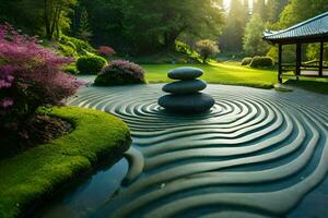 zen giardino design idee per il tuo casa. ai-generato foto