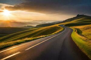 il strada per il tramonto. ai-generato foto