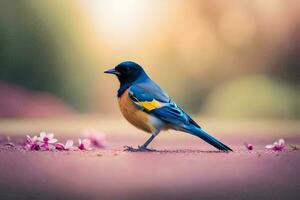 foto sfondo uccello, il sole, fiori, il uccello, il uccello, il uccello, il. ai-generato