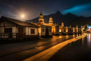 foto sfondo il cielo, notte, il montagne, Islanda, il Luna, il luci,. ai-generato