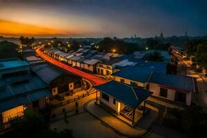 il città di Myanmar a tramonto. ai-generato foto