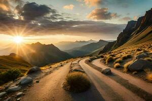 il strada per il sole. ai-generato foto