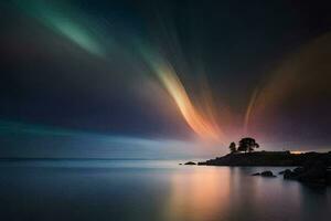 il aurora Borealis al di sopra di il oceano. ai-generato foto
