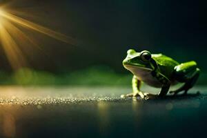 foto sfondo il sole, rana, il luce, il rana, il rana, il rana,. ai-generato