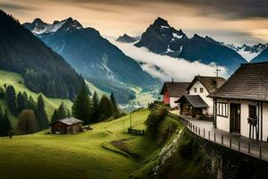 il Casa nel il montagne. ai-generato foto