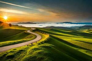 il strada per il tramonto. ai-generato foto