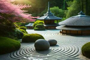 zen giardino nel il giapponese stile. ai-generato foto