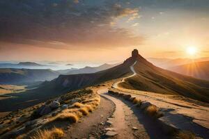 il strada per il superiore di il montagna. ai-generato foto