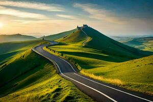 il strada per il tramonto. ai-generato foto