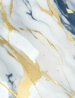 oro e bianca marmo con oro turbinii ai generativo foto