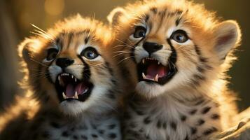 foto di da sciogliere il cuore Due ghepardi con un enfasi su espressione di amore. generativo ai