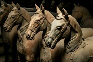 terracotta guerrieri sculture cavalli tomba. creare ai foto